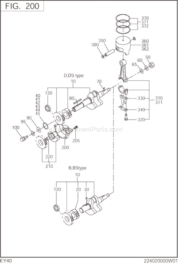 Subaru / Robin EY400BS7900 Engine Crankshaft,Piston Diagram