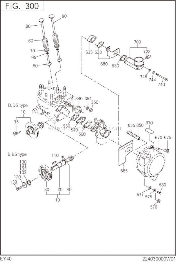 Subaru / Robin EY400DD2300 Engine Intake Exhaust Diagram