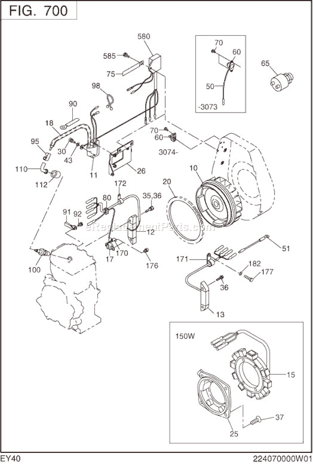 Subaru / Robin EY400DD7890 Engine Electric Device Diagram