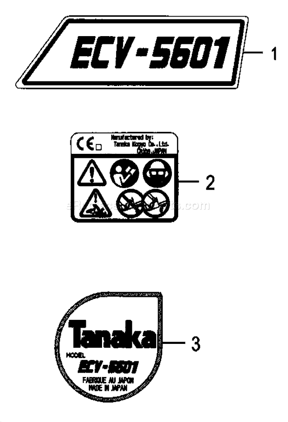 Tanaka ECV-5601 Chainsaw Page F Diagram