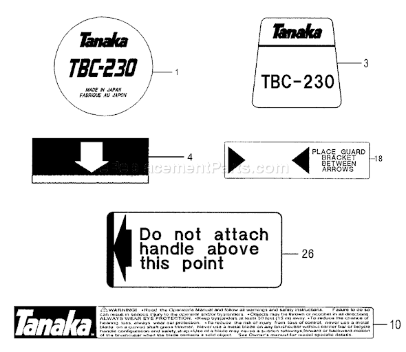 Tanaka TBC-230 Grass Trimmer Page H Diagram