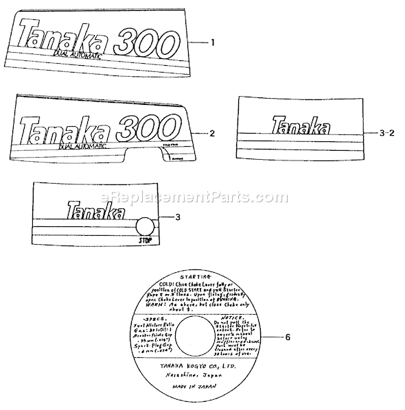 Tanaka TOB-300 3HP Outboard Motor Page D Diagram