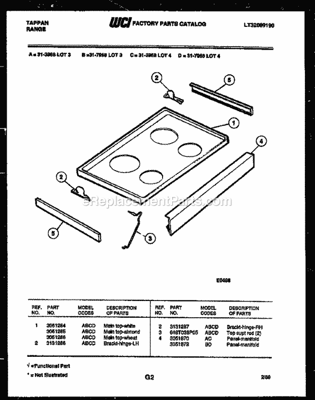 Tappan 14-3028-23-01 Gas Range - Gas - Lt32489420 Cooktop Parts Diagram