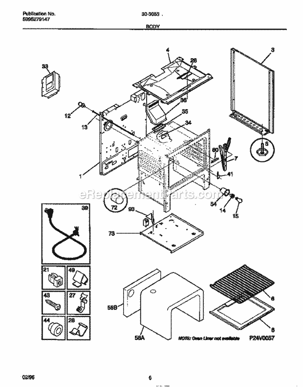 Tappan 30-3053-00-04 Freestanding, Gas Tappan Gas Range - 5995279147 Body Diagram