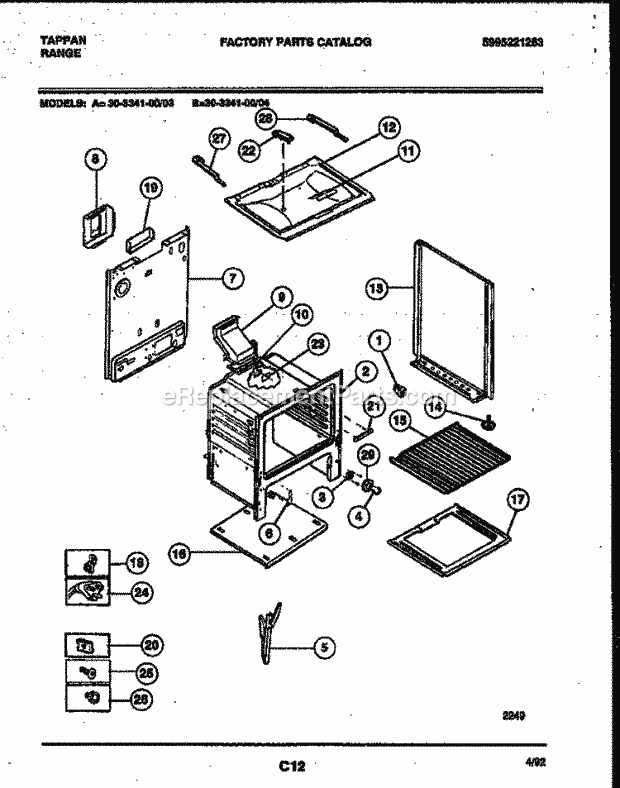 Tappan 30-3341-23-04 Gas Range - Gas - 5995221263 Body Parts Diagram