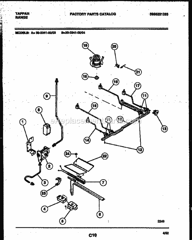 Tappan 30-3341-23-04 Gas Range - Gas - 5995221263 Burner Parts Diagram