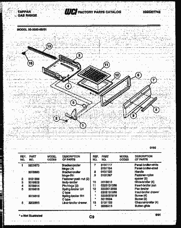 Tappan 30-3350-23-01 Gas Gas Range - 5995207742 Broiler Drawer Parts Diagram