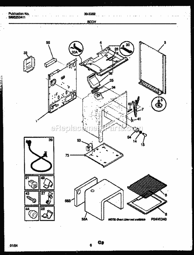 Tappan 30-3352-00-03 Gas Range - Gas - 5995250411 Body Parts Diagram