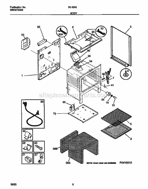 Tappan 30-3352-00-04 Gas Tappan Gas Range - 5995270336 Body Diagram