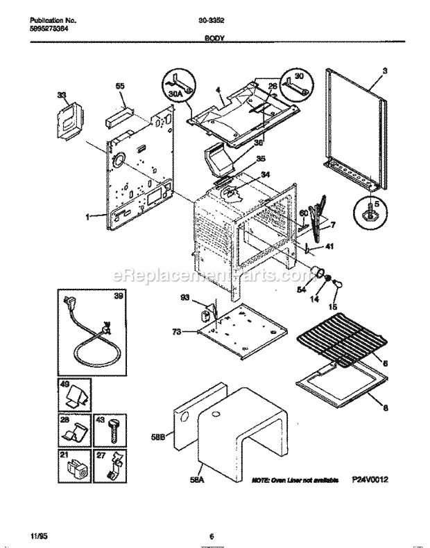 Tappan 30-3352-00-05 Gas Tappan Gas Range - 5995275384 Body Diagram