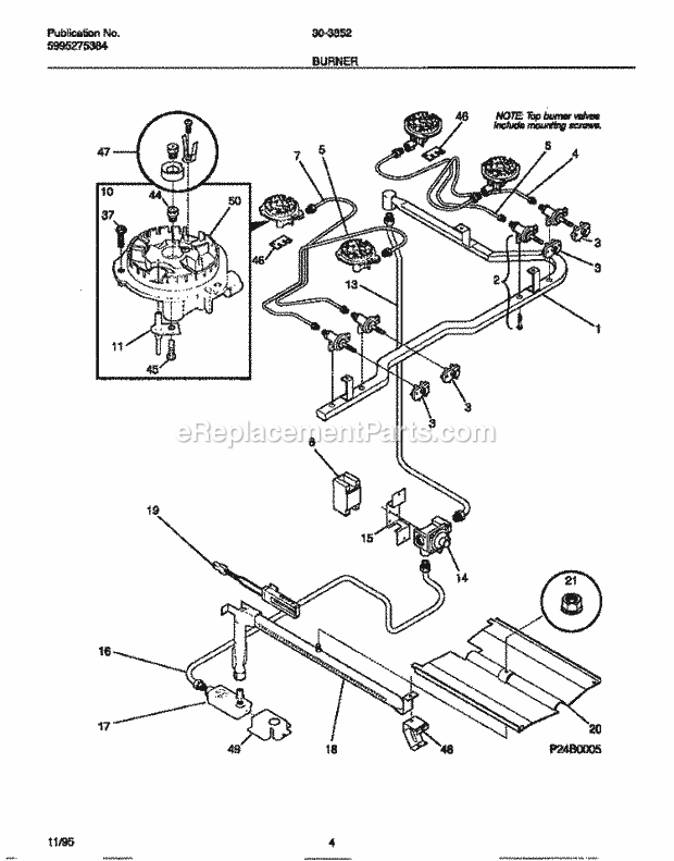 Tappan 30-3352-00-05 Gas Tappan Gas Range - 5995275384 Burner Diagram