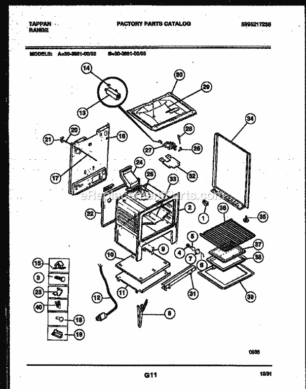 Tappan 30-3851-00-03 Gas Range - Gas - 5995217238 Body Parts Diagram