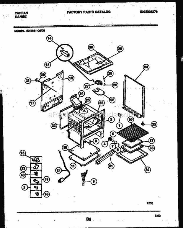 Tappan 30-3851-00-05 Gas Range - Gas - 5995228276 Body Parts Diagram