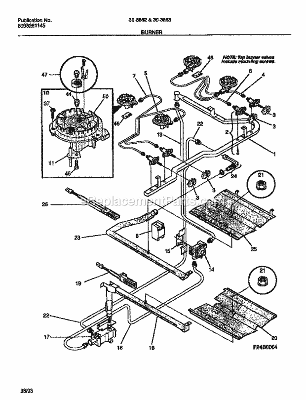 Tappan 30-3852-23-04 Freestanding, Gas Gas Range - 5995261145 Burner Diagram