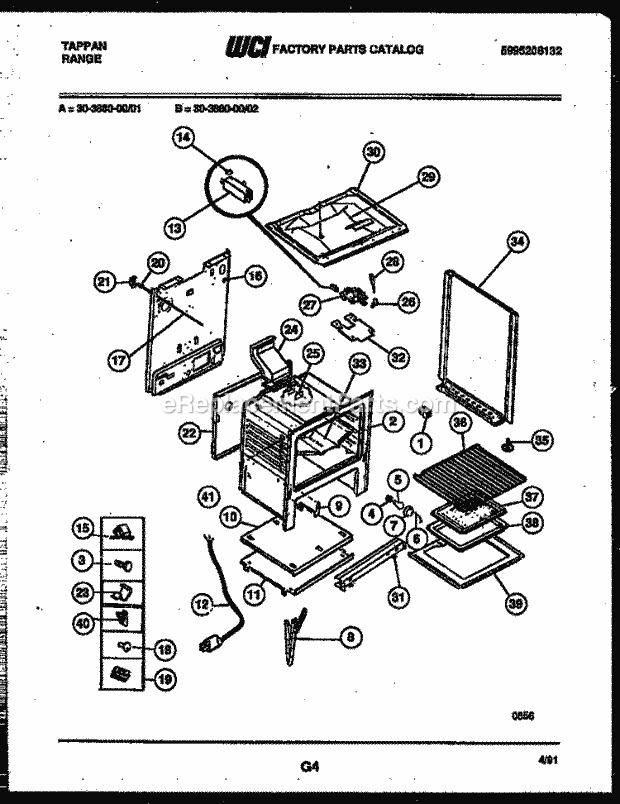 Tappan 30-3860-00-01 Gas Range - Gas - 5995206132 Body Parts Diagram