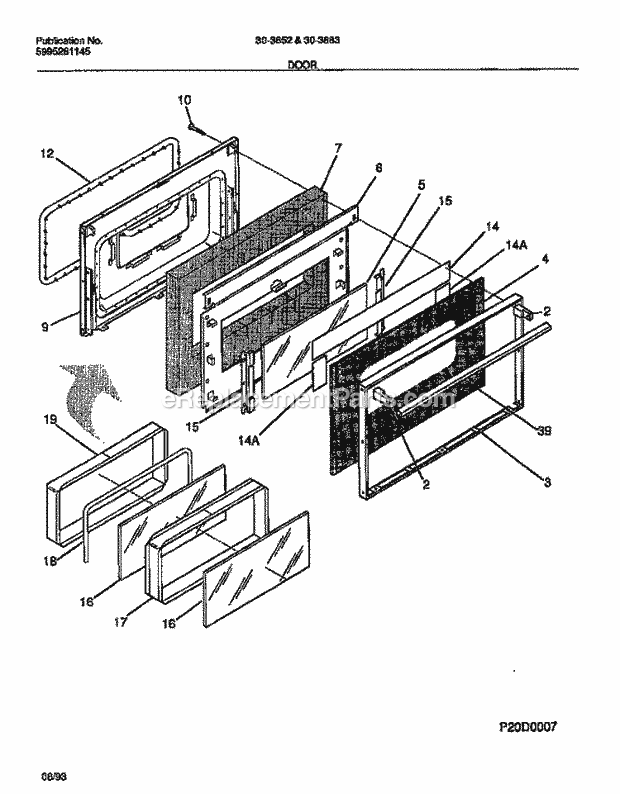 Tappan 30-3863-00-02 Freestanding, Gas Gas Range - 5995261145 Door Diagram