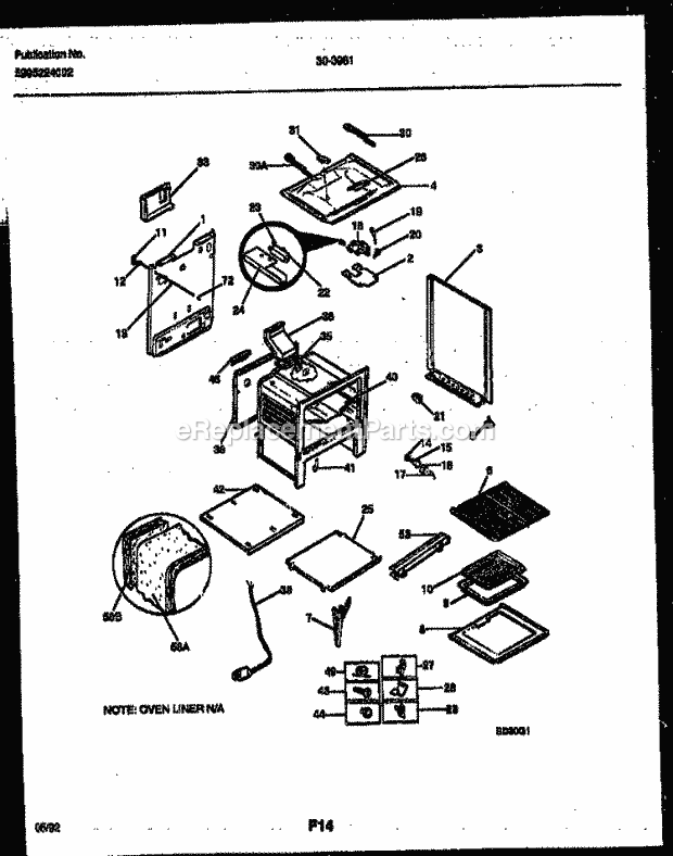 Tappan 30-3981-23-03 Gas Range - Gas - 5995224002 Body Parts Diagram