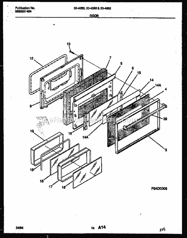 Tappan 30-4282-00-02 Gas Gas - Range - 5995251484 Door Parts Diagram