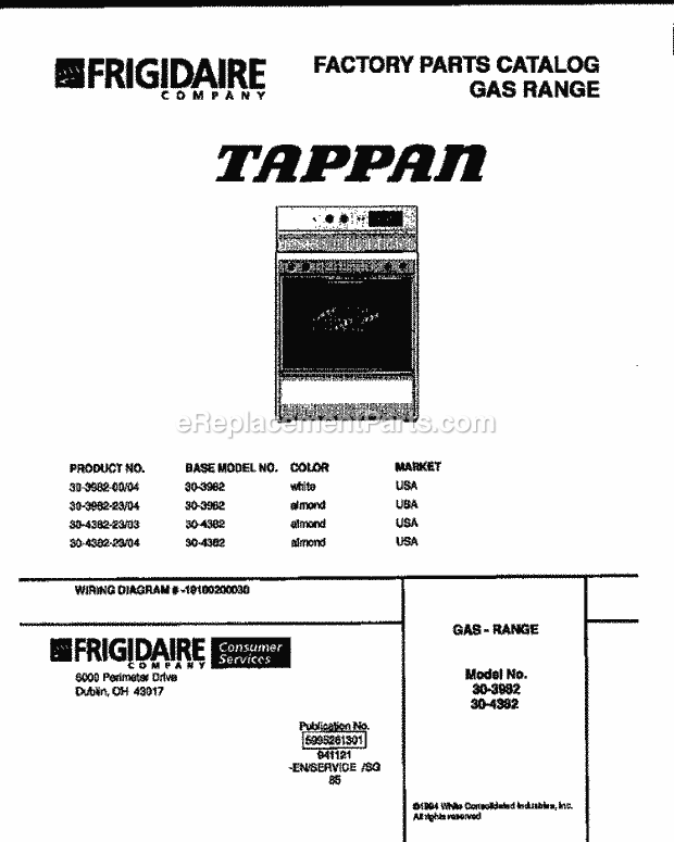 Tappan 30-4382-23-03 Gas Gas Range - 5995261301 Page E Diagram