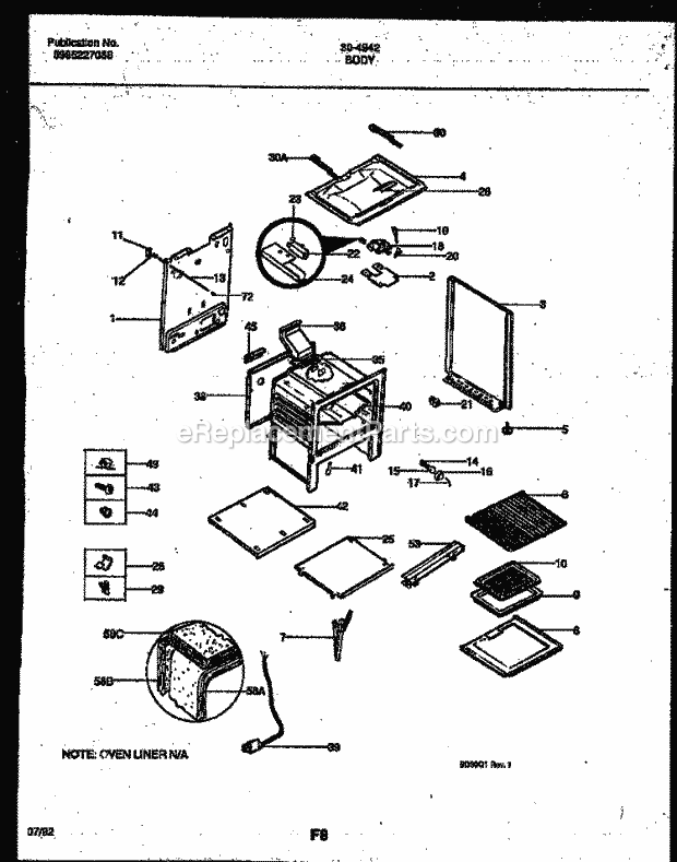 Tappan 30-4942-00-01 Gas Range - Gas - 5995227088 Body Parts Diagram