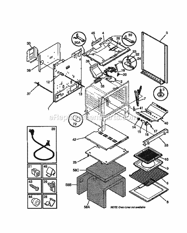 Tappan 30-4952-00-05 Gas Tappan Gas Range - 5995271763 Body Diagram