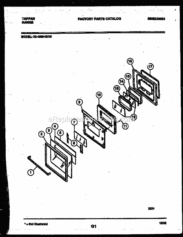 Tappan 30-4980-08-05 Gas Range - Gas - 5995232054 Door Parts Diagram