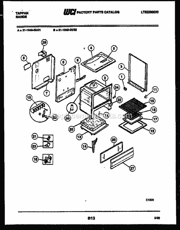 Tappan 31-1049-23-01 Electric Range - Electric - Lt32090090 Body Parts Diagram