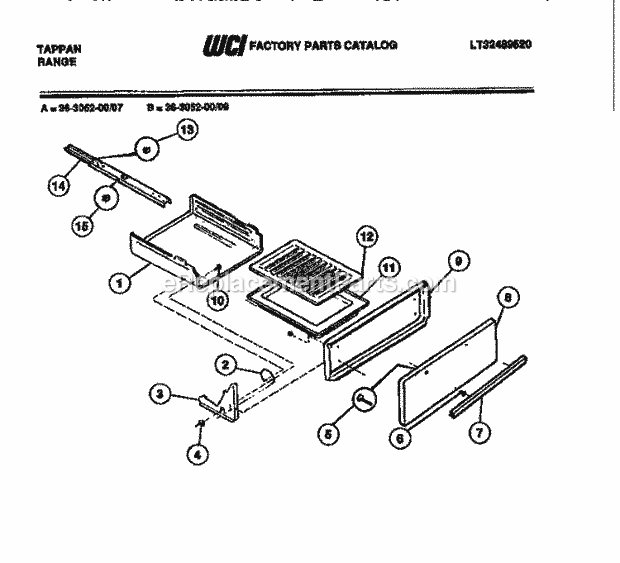 Tappan 36-3052-45-07 Gas Range - Gas - Lt32489520 Broiler Drawer Parts Diagram