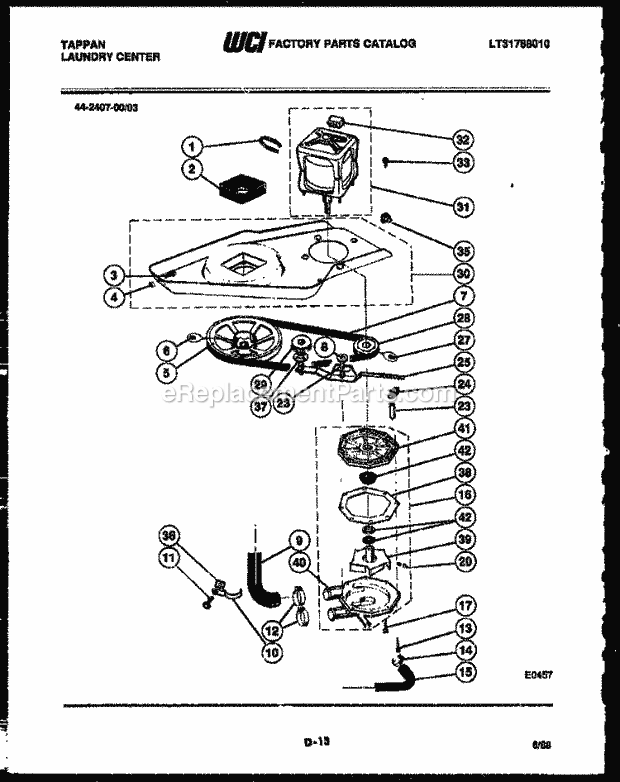 Tappan 44-2407-23-03 Laundry Center - Lt31788010 Washer Drive System and Pump Diagram