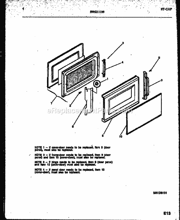Tappan 56-2251-10-01 Table Top .8 Microwave Oven Door Parts Diagram
