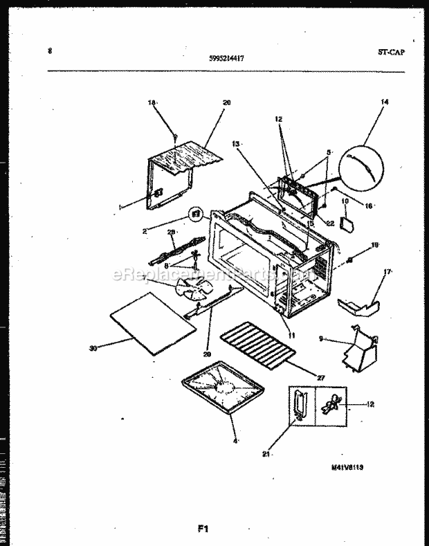 Tappan 56-2651-10-01 Table Top .8 Microwave Oven Wrapper and Body Parts Diagram