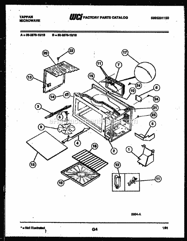 Tappan 56-2678-10-15 Table Top Microwave Wrapper and Body Parts Diagram