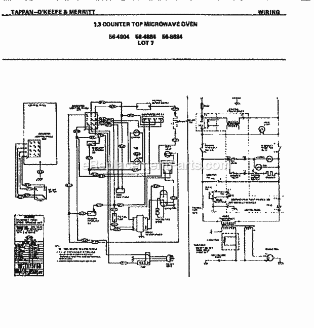 Tappan 56-4474-10-01 Table Top Microwave Oven Page G Diagram