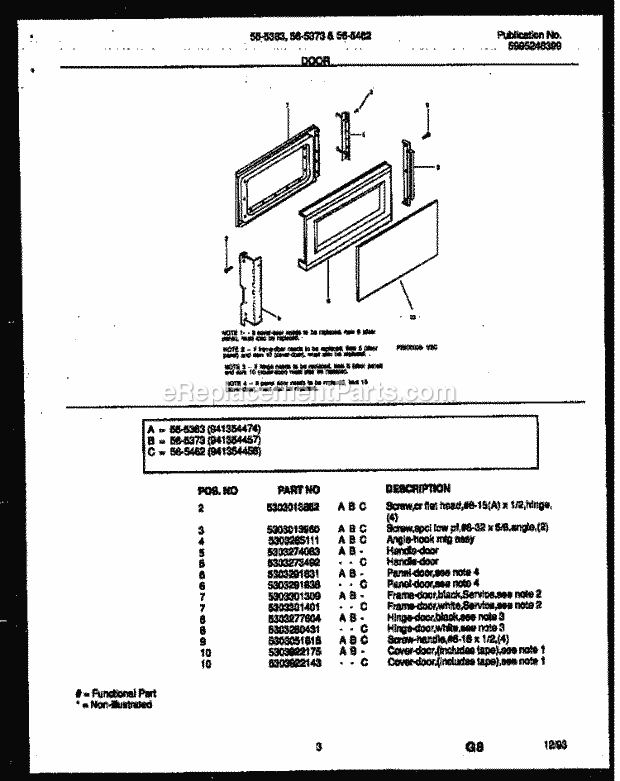 Tappan 56-5462-10-04 Table Top 1.3 Microwave Oven Door Parts Diagram