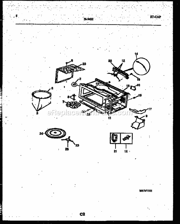 Tappan 56-9402-10-10 Table Top 1.0 Microwave Oven Wrapper and Body Parts Diagram