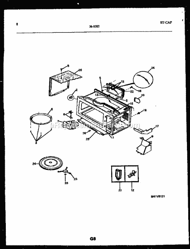 Tappan 56-9581-10-02 Table Top .8 Microwave Oven Door Parts Diagram