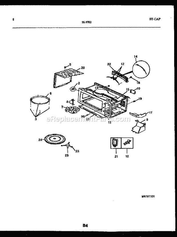 Tappan 56-9702-10-02 Table Top 1.0 Microwave Oven Wrapper and Body Parts Diagram