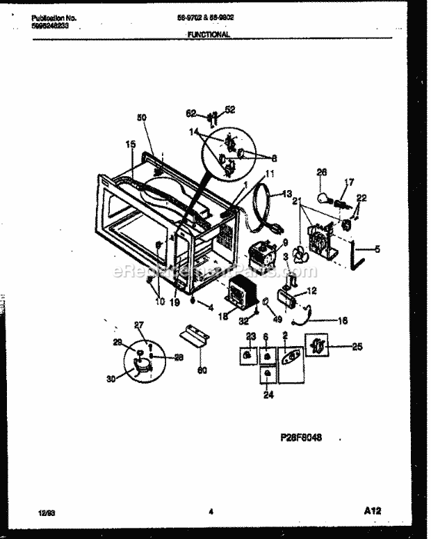 Tappan 56-9702-10-03 Table Top 1.0 Microwave Oven Functional Parts Diagram