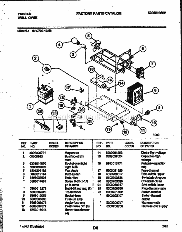 Tappan 57-2709-00-06 Wall Oven Microwave Combo, Electric Wall Oven - 5995218822 Power Control Diagram