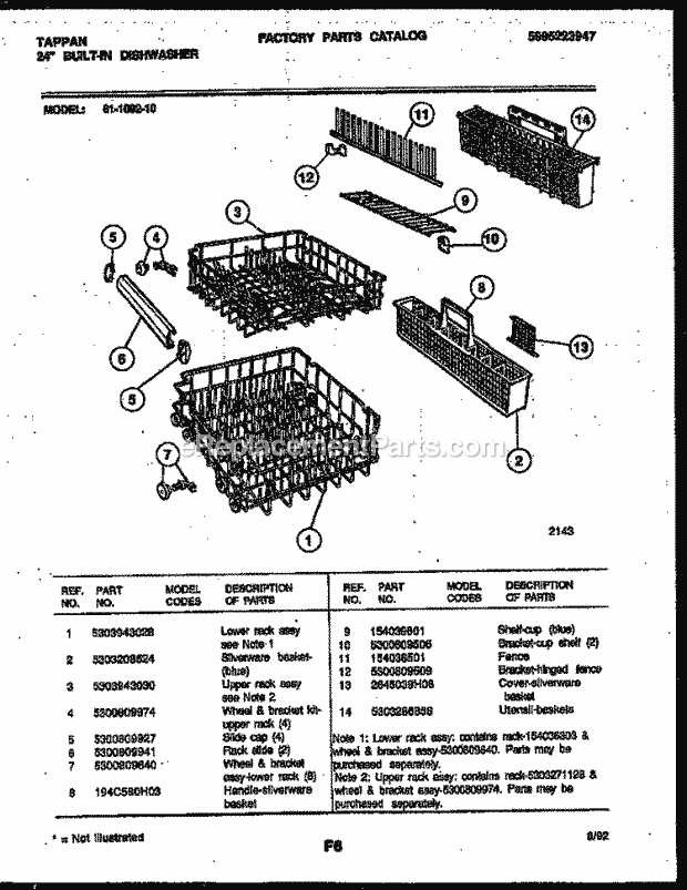 Tappan 61-1092-10-00 Dishwasher - 24