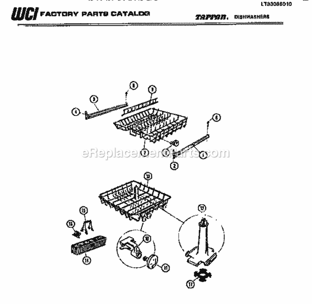 Tappan 61-1137-10-00 Under-Counter Dishwasher - Lt33086010 Rack Assembly Diagram