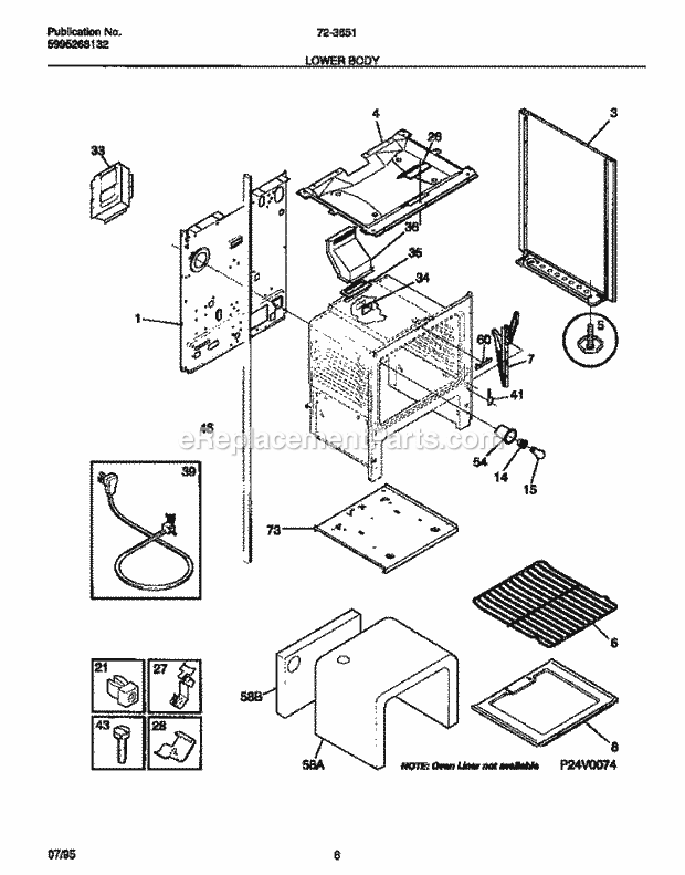 Tappan 72-3651-00-07 Gas Tappan Gas Range - 5995268132 Lower Body Diagram