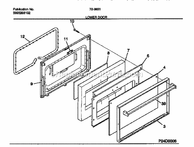 Tappan 72-3651-00-07 Gas Tappan Gas Range - 5995268132 Lower Door Diagram