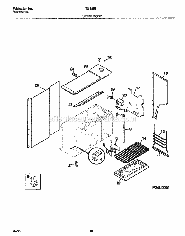 Tappan 72-3651-00-07 Gas Tappan Gas Range - 5995268132 Upper Body Diagram