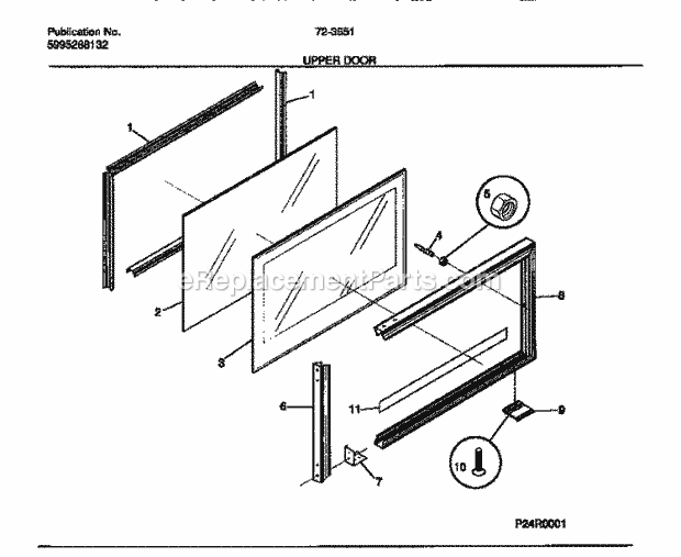 Tappan 72-3651-00-07 Gas Tappan Gas Range - 5995268132 Upper Door Diagram