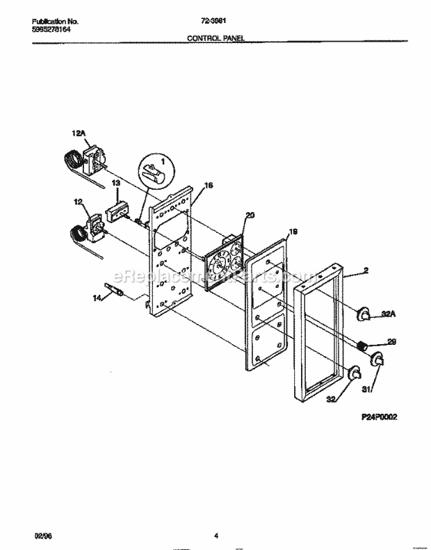 Tappan 72-3981-00-08 Gas Tappan Gas Range - 5995278164 Control Panel Diagram