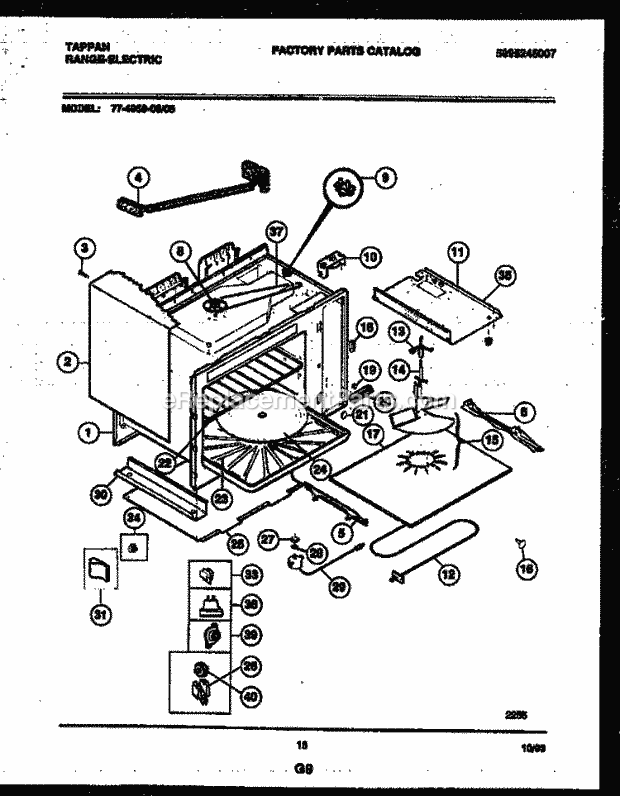Tappan 77-4950-23-05 Electric Range - Electric - 5995245007 Wrapper and Body Parts Diagram