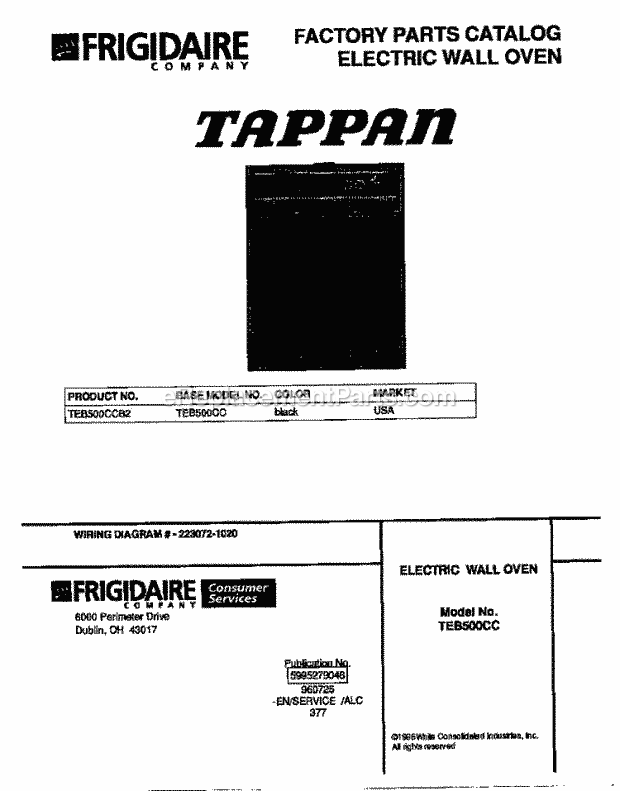 Tappan TEB500CCB2 Electric Tappan Electric Wall Oven - 5995279048 Page C Diagram