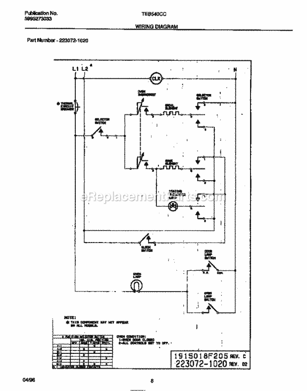 Tappan TEB540CCB1 Electric Tappan Electric Wall Oven - 5995273033 Page E Diagram