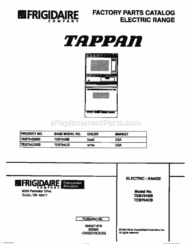 Tappan TEB794BBBB Slide-In, Electric Tappan Electric Range - 5995271979 Page D Diagram